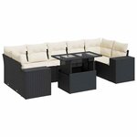 vidaXL Salon de jardin 8 Pièces avec coussins noir résine tressée