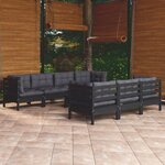 vidaXL Salon de jardin 8 Pièces avec coussins bois de pin massif