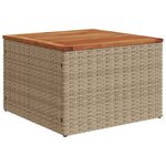 vidaXL Table de jardin beige 55x55x37 cm résine tressée et bois acacia