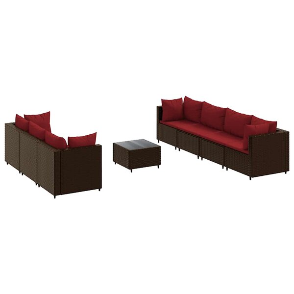 vidaXL Salon de jardin avec coussins 8 Pièces marron résine tressée