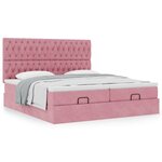 vidaXL Cadre de lit ottoman avec matelas rose 160x200 cm velours