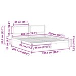 vidaXL Cadre de lit Gris foncé 200 x 200 cm Pin massif