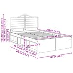 vidaXL Cadre de lit Chêne fumé 120 x 200 cm Pin massif