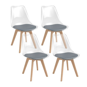 Lot de 4 chaises de salle à manger 47 x 52 x 81 cm confort optimisé style moderne ambiante transparente en bois hêtre gris 20_0017026