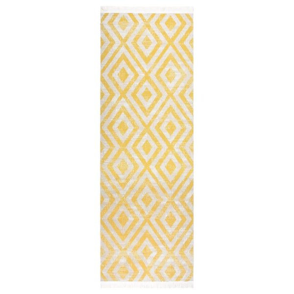 vidaXL Tapis à tissage plat d'extérieur 80x250 cm Jaune et beige