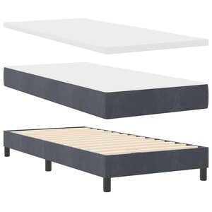 vidaXL Lit à ressort LED avec matelas Gris foncé 100 x 200 cm Velours