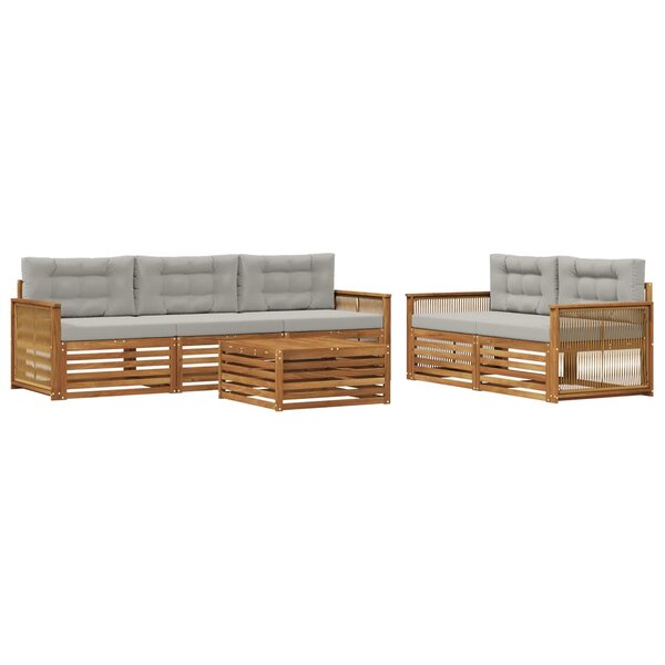 vidaXL Ensemble de canapés d'extérieur 6 pc Naturel et gris clair