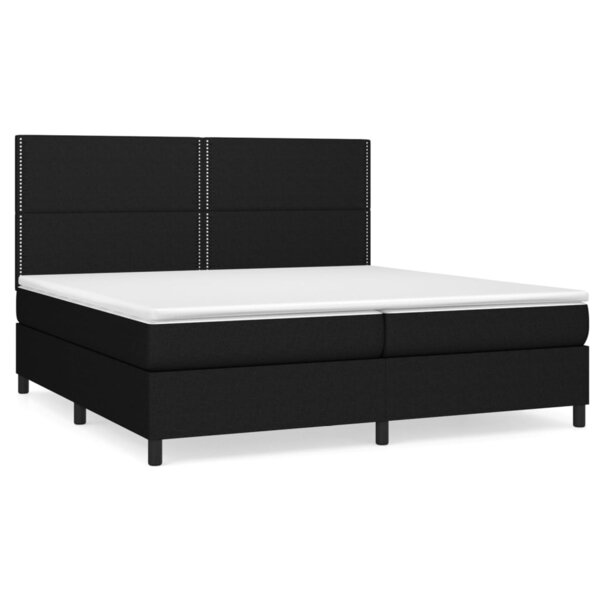 vidaXL Sommier à lattes de lit avec matelas Noir 200x200 cm Tissu