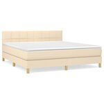 vidaXL Sommier à lattes de lit avec matelas Crème 180x200 cm Tissu