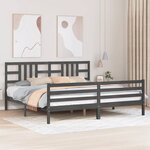 vidaXL Cadre de lit sans matelas gris 200x200 cm bois massif