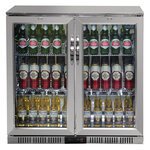 Arrière bar inox 2 portes pivotantes vitrées série g - 208 l - polar - r600a - acier inoxydable2208vitrée 900x520x900mm