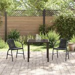 vidaXL Ensemble de salle à manger pour jardin 3 Pièces Noir Poly rotin