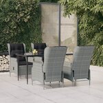 vidaXL Ensemble à manger de jardin 5Pièces Gris clair Résine tressée
