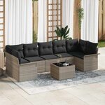 vidaXL Ensemble de canapé de jardin 8 Pièces Gris clair Poly rotin