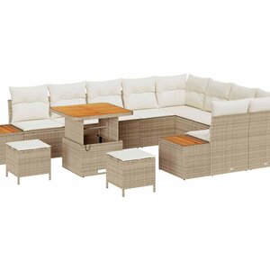 vidaXL Ensemble de canapé de jardin avec coussin Beige Poly rotin