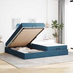 vidaXL Cadre de lit avec matelas avec matelas 2 Pièces Bleu Velours