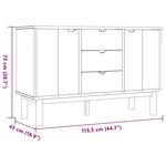 vidaXL Buffet OTTA Noir 113 5 x 43 x 73 cm Bois de pin massif