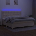 vidaXL Sommier à lattes de lit et matelas et LED Crème 200x200cm Tissu