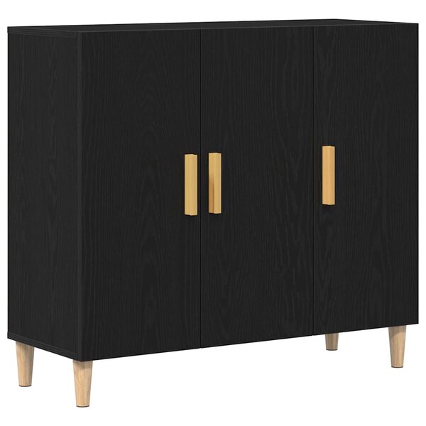 vidaXL Buffet Chêne noir 90 x 34 x 80 cm Bois d'ingénierie
