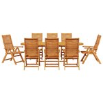 vidaXL Ensemble de salle à manger pour jardin 9 Pièces Marron