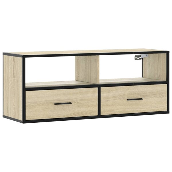 vidaXL Meuble TV chêne sonoma 100x31x39 5cm bois d'ingénierie et métal