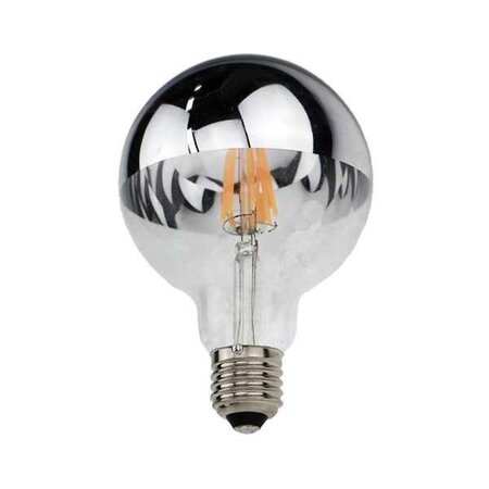 Ampoule e27 led filament 4w g95 reflet argent - blanc chaud 2300k - 3500k - silamp