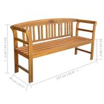 vidaXL Banc de jardin avec coussin 157 cm Bois d'acacia massif