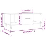 vidaXL Table basse gris béton 102x50x40 cm bois d'ingénierie