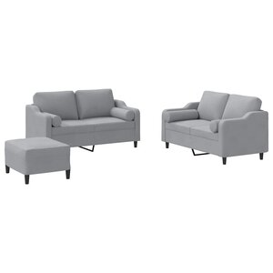 vidaXL Ensemble de canapés 3 Pièces coussins gris clair tissu