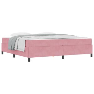 vidaXL Cadre de lit avec matelas Rose 200 x 200 cm tissu