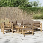 vidaXL Salon de jardin 8 Pièces avec coussins taupe bambou