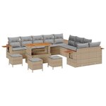 vidaXL Ensemble de canapé de jardin 14 Pièces Beige Poly rotin