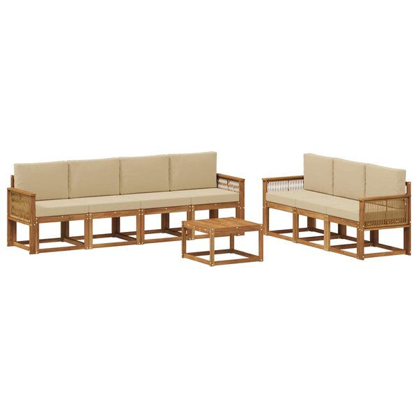 vidaXL Ensemble de canapés d'extérieur 8 pc Naturel et Beige Polyester