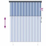 vidaXL Store Roulant Extérieur Manuel Bleu et blanc 220 x 250 cm tissu