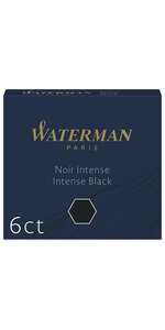 Waterman boite de 6 cartouches pour stylo plume  petit format  couleur noir intense