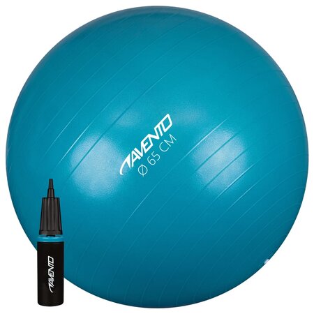 Avento ballon de fitness/d'exercice avec pompe diamètre 65 cm bleu