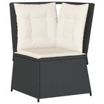 vidaXL Salon de jardin 7 Pièces avec coussins Noir Résine tressée