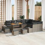 vidaXL Ensemble de canapé de jardin 13 Pièces Gris Poly rotin