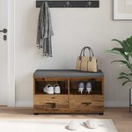 vidaXL Banc d'entrée avec coussin Bois ancien 80 x 38 x 46 cm