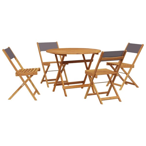 vidaXL Ensemble à manger de jardin 5 Pièces anthracite tissu bois massif