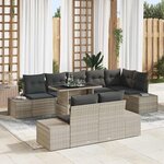vidaXL Ensemble de canapé de jardin 9 Pièces Gris clair Poly rotin