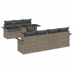 vidaXL Ensemble de canapé de jardin avec coussin 8 Pièces Gris Poly rotin