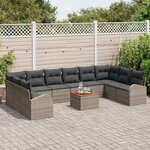 vidaXL Ensemble de canapé de jardin 11 Pièces Gris Poly rotin