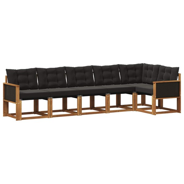 vidaXL Ensemble de canapés d'extérieur 6 pc Naturel et noir