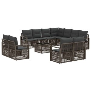 vidaXL Ensemble de canapé de jardin 12 pc Gris polyrotin