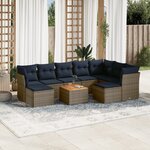 vidaXL Salon de jardin 10 Pièces avec coussins gris résine tressée