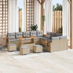 vidaXL Ensemble de canapé de jardin 14 Pièces Beige polyrotin
