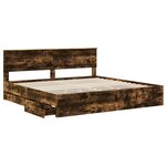vidaXL Lit de Rangement Chêne fumé 200 x 200 cm Bois d'ingénierie