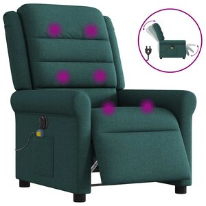 vidaXL Fauteuil de massage inclinable électrique Vert foncé Tissu