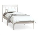 vidaXL Cadre de lit Blanc 90x190 cm Simple Bois massif